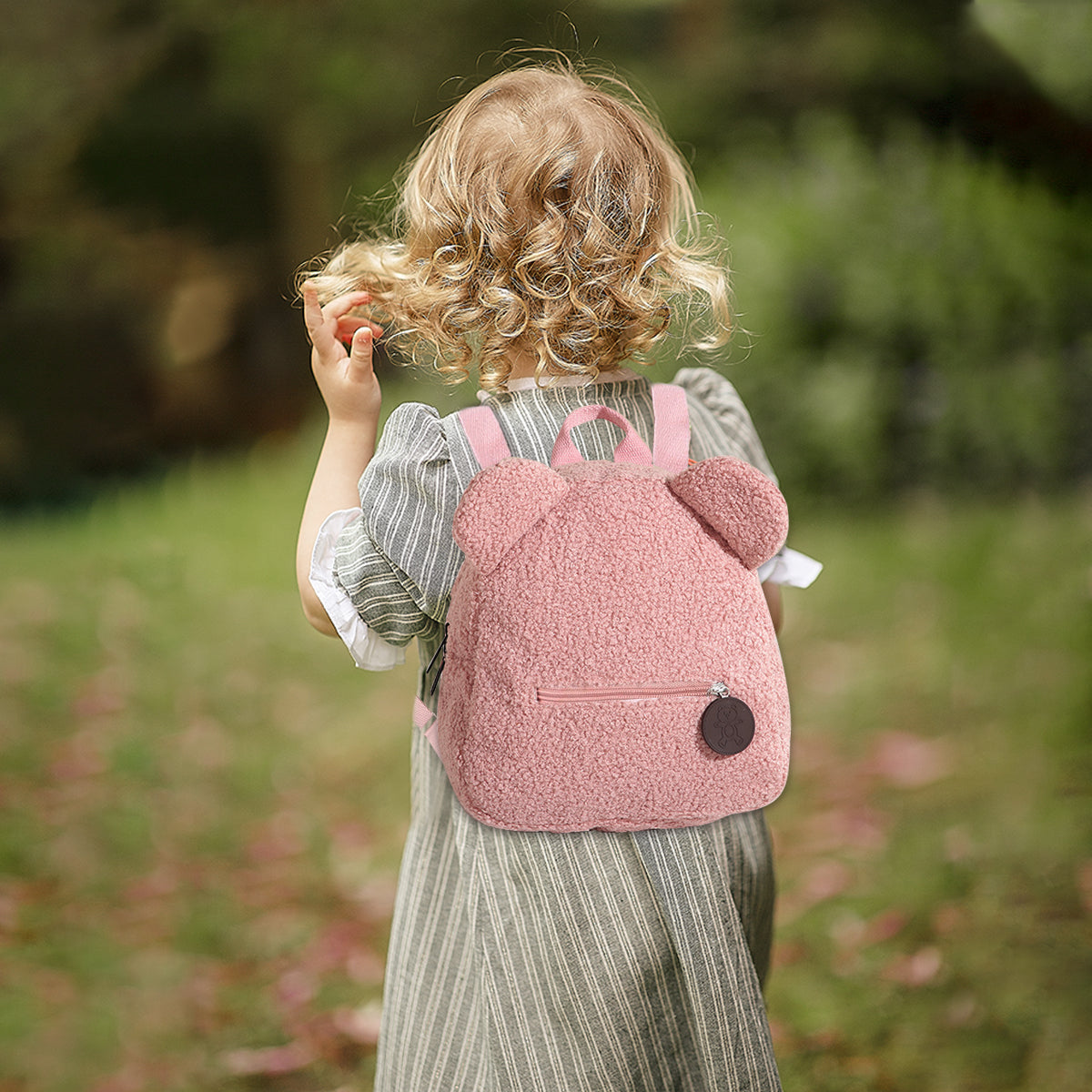 PALAY Girls Backpack Cute Pink Bear Plush Backpack Kawaii Casual Bag for Girls Travel Backpack Day Pack Birthday Christmas Gift for Girls, 28x27x13cm
