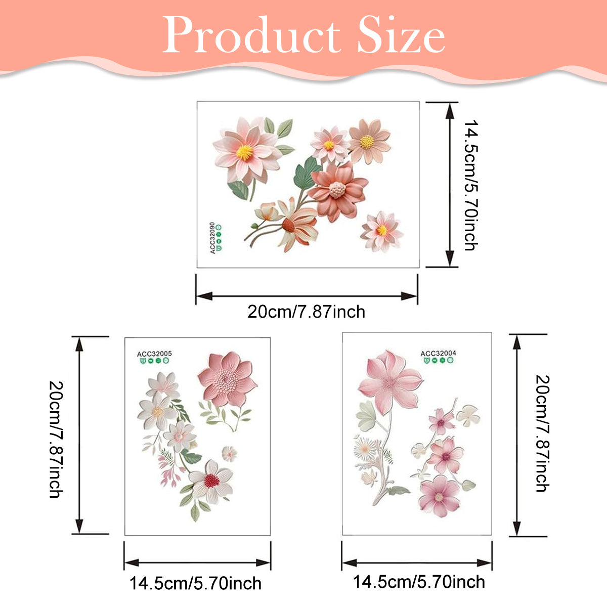 HASTHIP 3Pcs Wall Switch Decals Stickers Aesthetic Flower Wall Stickers for Home Decor Wall Decor 3D PVC Self-adhesive Flower Wall Switch Stickers Living Room Decor
