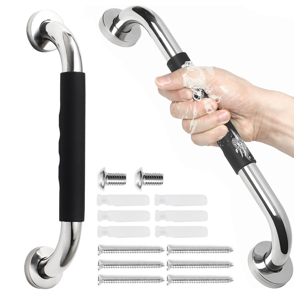 HANNEA® Grab Bar for Bathroom, 15.57 inches Bathroom Hand Rail Grab Bar Anti-slip Stainless Steel Wall Mount Screw Fixing Safety Handrail for Bathroom, Toilet, with Screw Pack & Drywall Anchors