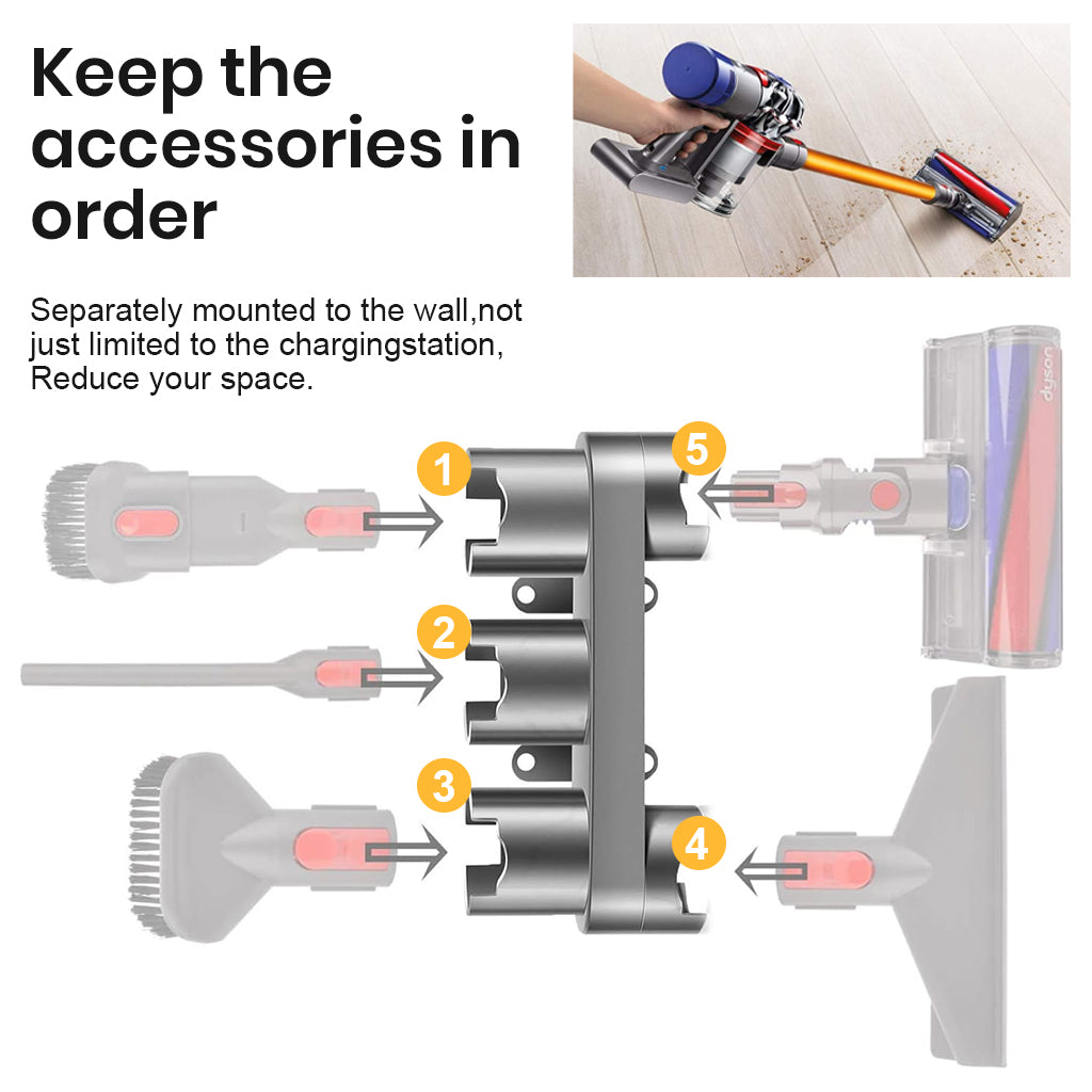 Verilux Attachment Organizer Holder for Dyson Vacuum Cleaner Series, Accessory Holder Rack Wall Mounted Holder Organzier Accessories Organzier for Dyson V7 V8 V10 V11 Vacuum Cleaner Attachment