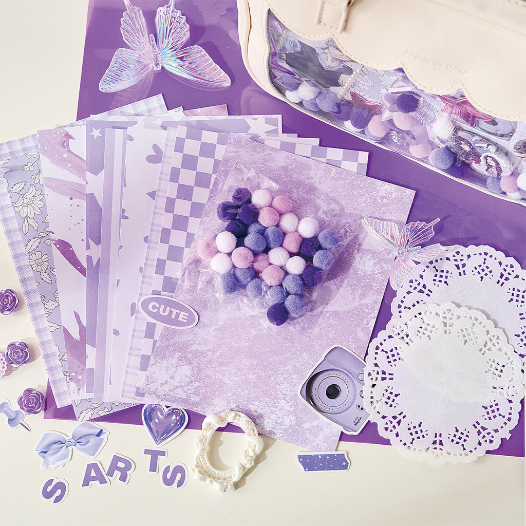HASTHIP DIY Ita Bag Material Kit Aesthetic Butterfly Rose Themed Assorted Decorations Material Kit Ita Bag Background Paper Inserts Scrapbooking Accessories Art Supplies for Decoration