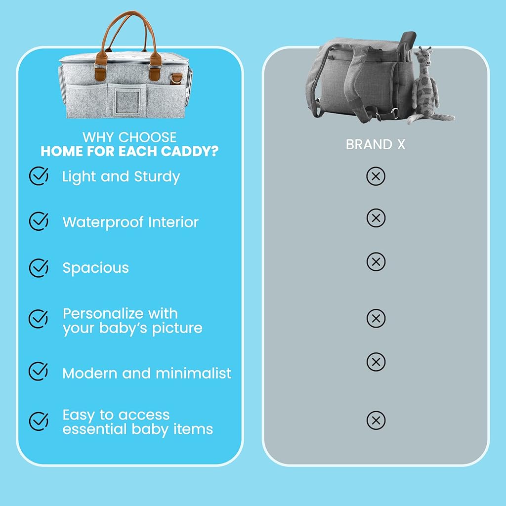 SNOWIE SOFT Baby Diaper Bag Felt Baby Diaper Caddy Bag Organizer Basket with Handle Multi Compartments Carry All Mommy Bag Baby Things Organizer Baby Shower Gifts New Born Essentials