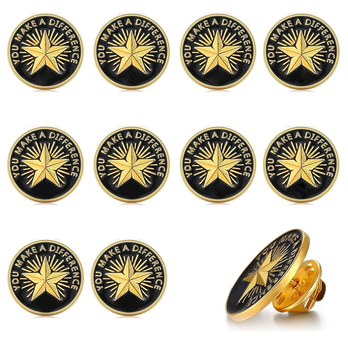 SANNIDHI® 10Pcs Employee of The Month Lapel Pin Employee Star Recognition Pins Employee Enamel Pins Gold Plated Enamel Employee Pin Performance Reward Pins