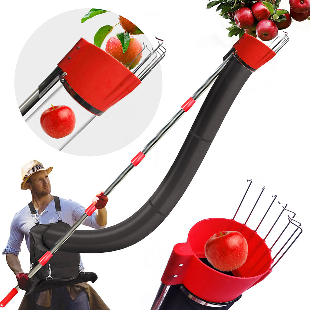 HASTHIP 13Ft Assembly Fruit Picker with Transfer Channel & One-piece Wearable Fruit Bag Extented Long Handle Fruit Picker New No-drop Fruit Picker Fruit Harvesting Tool for Apple, Mango