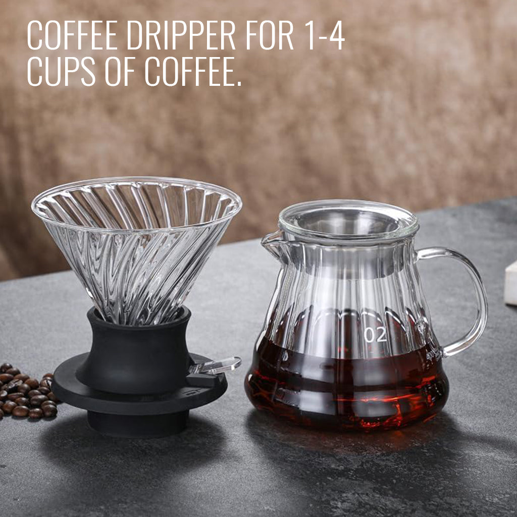 Supvox Coffee Dripper Glass Cone Pour Over Glass Dripper with Silicone Stand Pour-Over Coffee Cone, V60 Size 02, for 1-4 Cups
