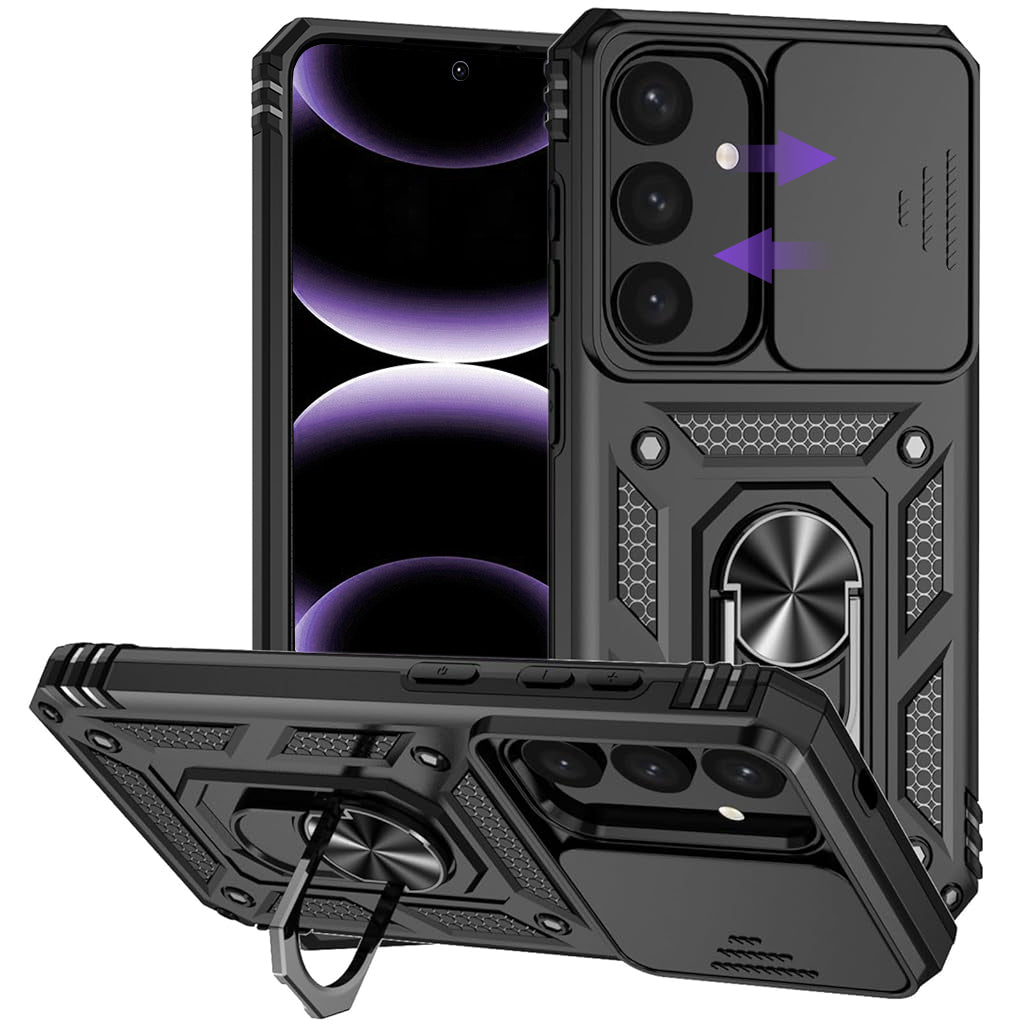 ZORBES Phone Case for Samsung Galaxy S24 Plus with Magnetic Kickstand Phone Grip, Hard PC Phone Case with Sliding Camera Cover Anti-Scratch Phone Case for Samsung Galaxy S24 Plus
