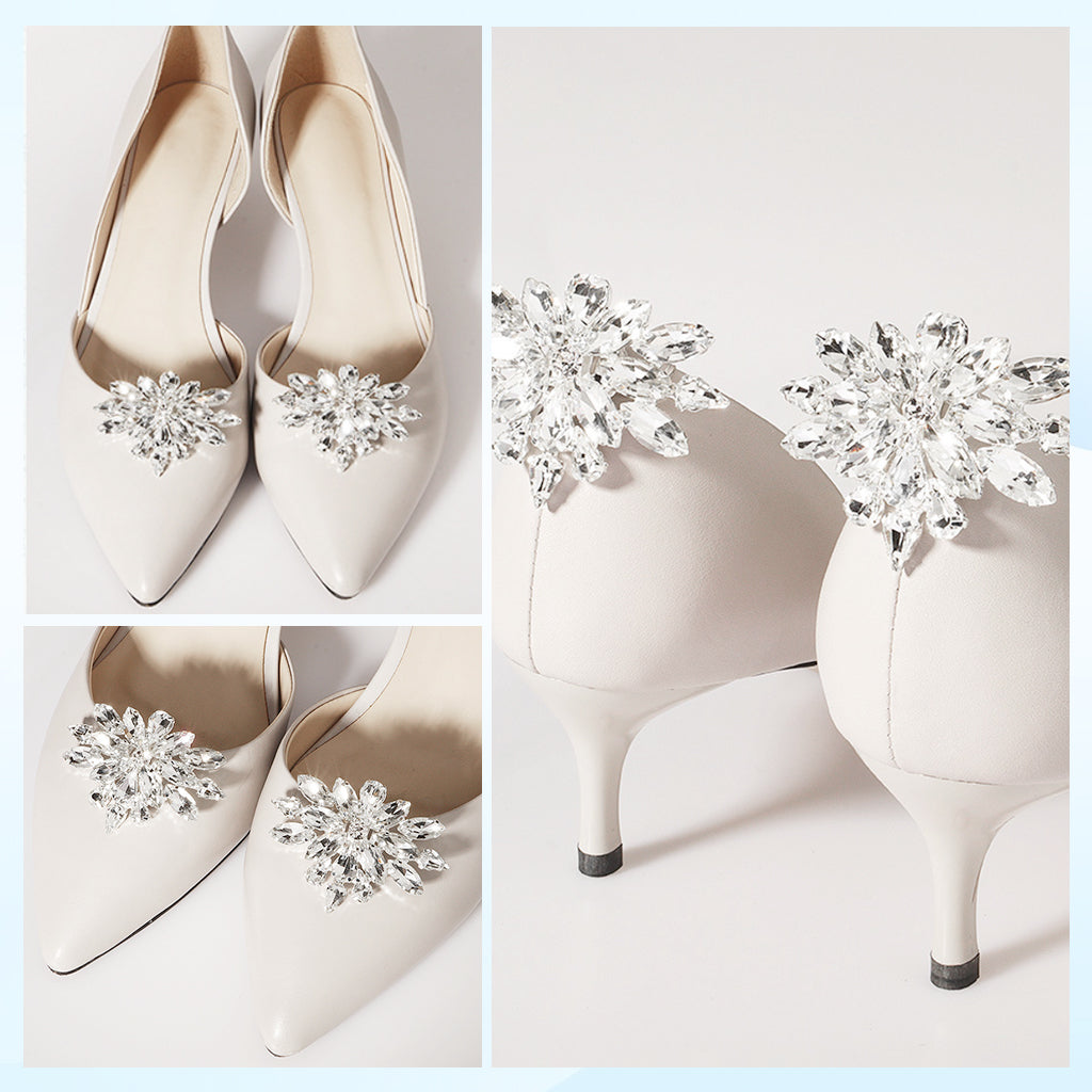 MAYCREATE 2Pcs Shoe Clips Charms for Women, Crystal Rhinestone Shoe Decoration, Detachable Rhinestone Crystal Shoe Buckle Clips, Bridal Wedding Prom Party High Heels Accessories