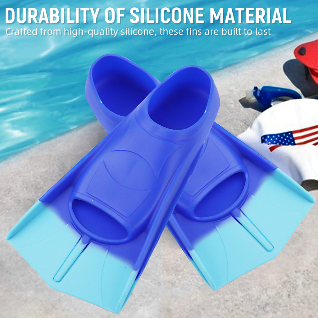 Proberos Kids Swim Fins, Short Kids Fins Silicone Pool Swimming Flippers Beginners Swim Fins for Kicking Skill Improvement and Pool Lap Swimming Training for Girls Boys, XXS, 36.5x19.5cm