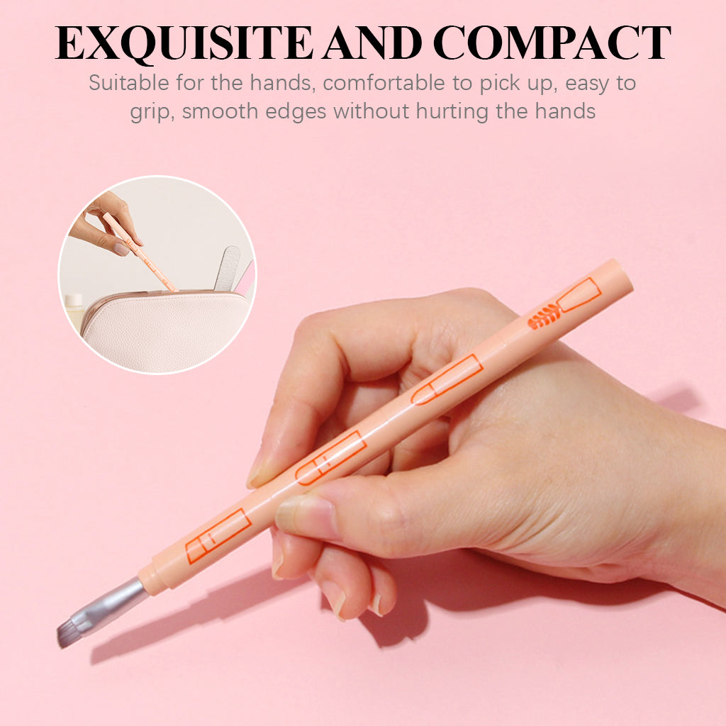 MAYCREATE 4 in 1 Mini Makeup Brushes Pen Pocket Touch-up Beauty Brushes Eyebrow Powder Applicator Brush, Lip Balm Brush Eyeshadow Brush Stackable Design Portable Travel Multi Use Makeup Brushes