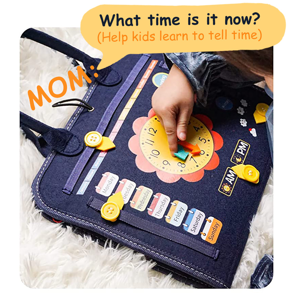 SNOWIE SOFT Felt Toy Busy Board for Toddlers 2-4 Montessori Toys for Toddlers Preschool Educational Toy Life Skill Learning, Kids Toy Develop Basic Skills, Montessori Busy Board Child's Gift