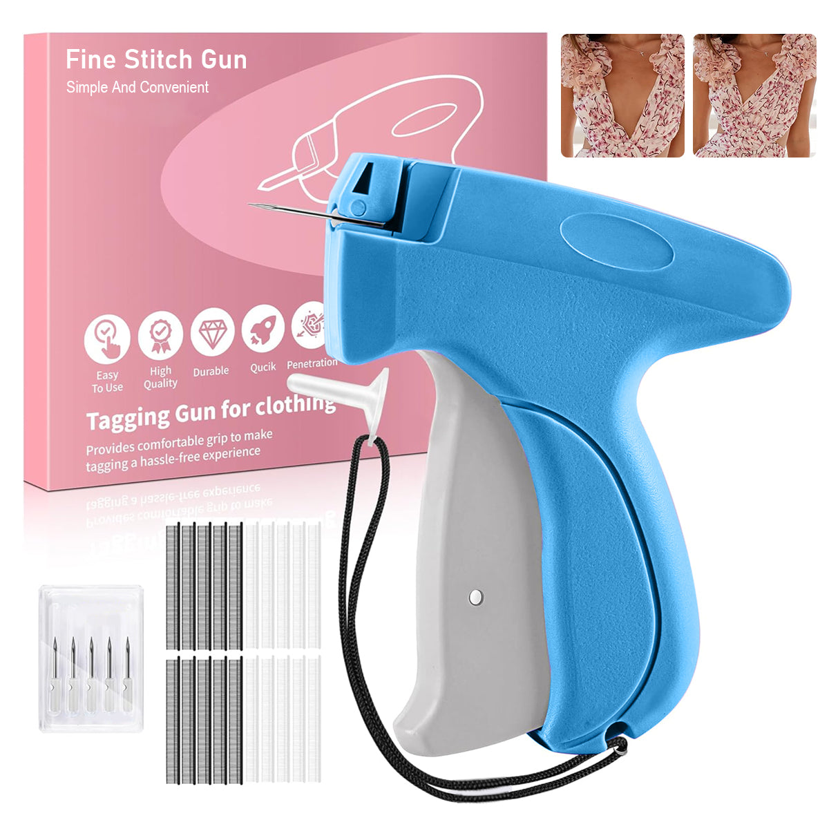 HASTHIP Quick Clothing Stapler Handheld Sewing Machine Quilt Tacking Gun Micro Stitching Machine Tagging Stitch Tool Kit for Clothing, Quilting, Tailoring