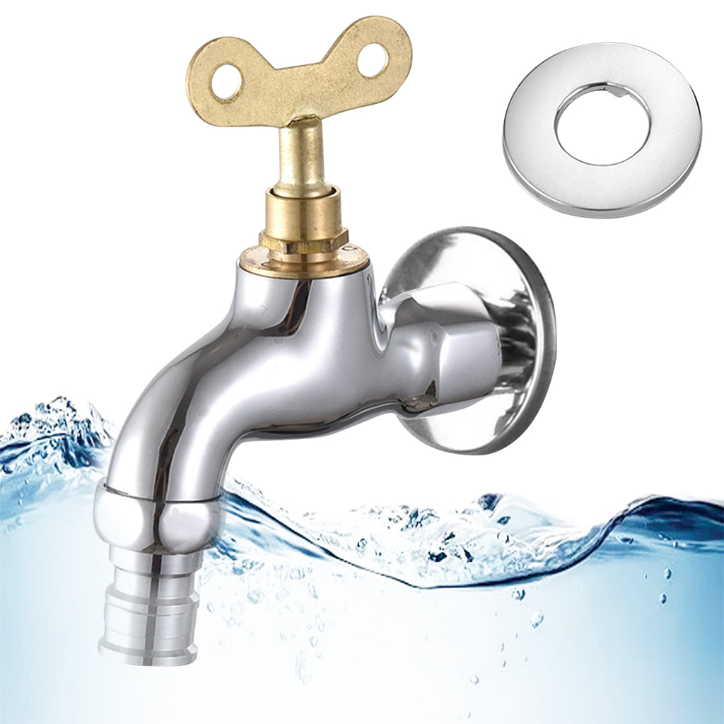 HASTHIP Lockable Faucet Zinc Alloy Rugged Faucet with 2 in 1 Key Water Valve Outdoor Security Key Lock Faucet Prevent Water Theft Universal 1/2'' Thread Water Faucet for Outdoor Spigots