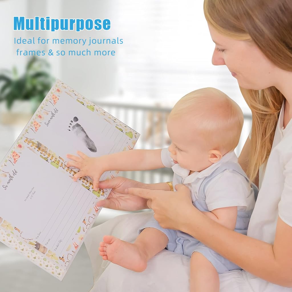 SNOWIE SOFT 2Pcs Clean Touch Ink Pad Newborn Baby Hand and Foot Print Kit Pet Paw Print Kit Inkless Infant Hand and Foot Stamp No Touch, Non Toxic Shower Gift for Newborns (Black, 4.9 × 3.1 Inch)