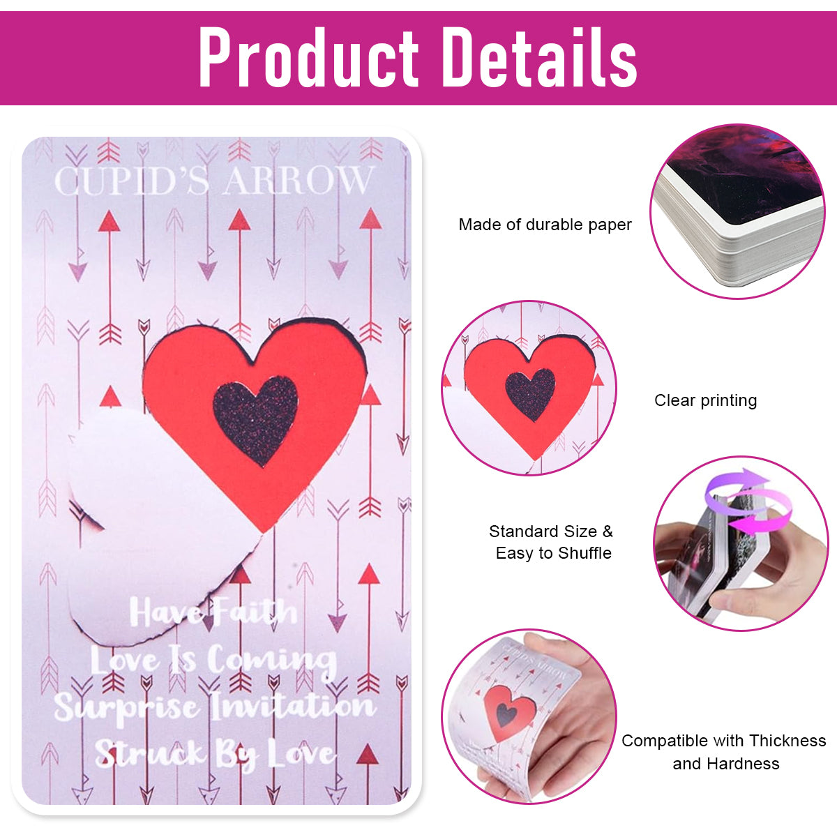 PATPAT Love Oracle Cards for Beginners with Meanings on Them 53 PCS Loving Tarot Deck with Messages on Cards Providing Guidance