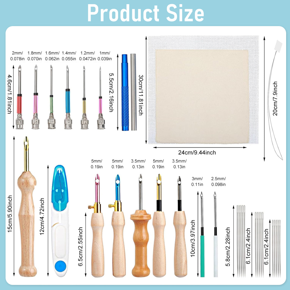 HASTHIP 35Pcs Embroidery Punch Needle Kit, Punch Needle Tool Punch Needle Embroidery Kits Include Wooden Handle Embroidery Pen Set, Big Eye Needles with Punch Needle Cloth for Adults Beginner