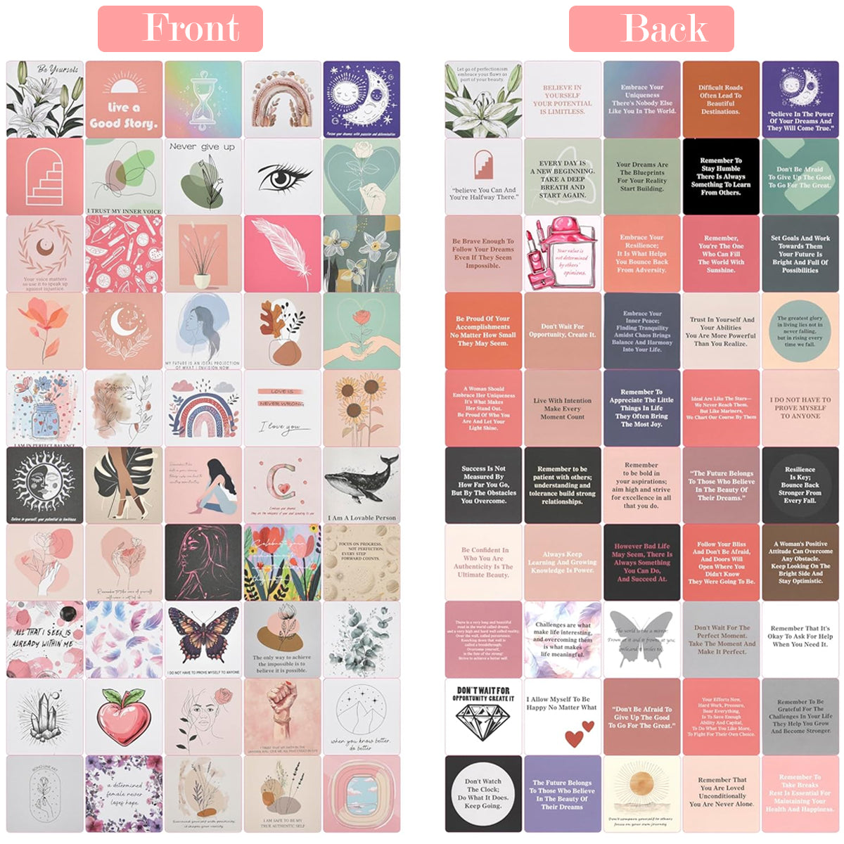 HASTHIP Positive Affirmations Cards for Women - 50 Mindfulness Cards with Affirmations and Inspirational Quotes - Motivational Cards, Meditation Cards, Gift for Women