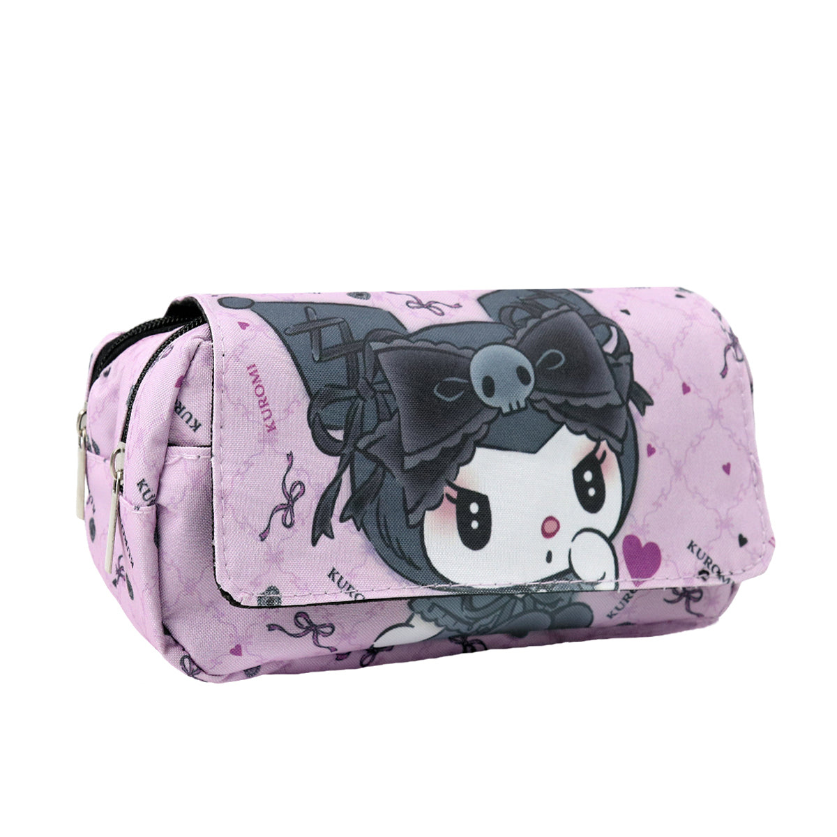 HANNEA® Pencil Case Large Capacity Students pencil pouch Double LayerPencil Bag Pen Case Cute Kuromi Oxford Cloth Pencil Case Stationeries Holder Organizer for Gift School Office Supplies, Purple