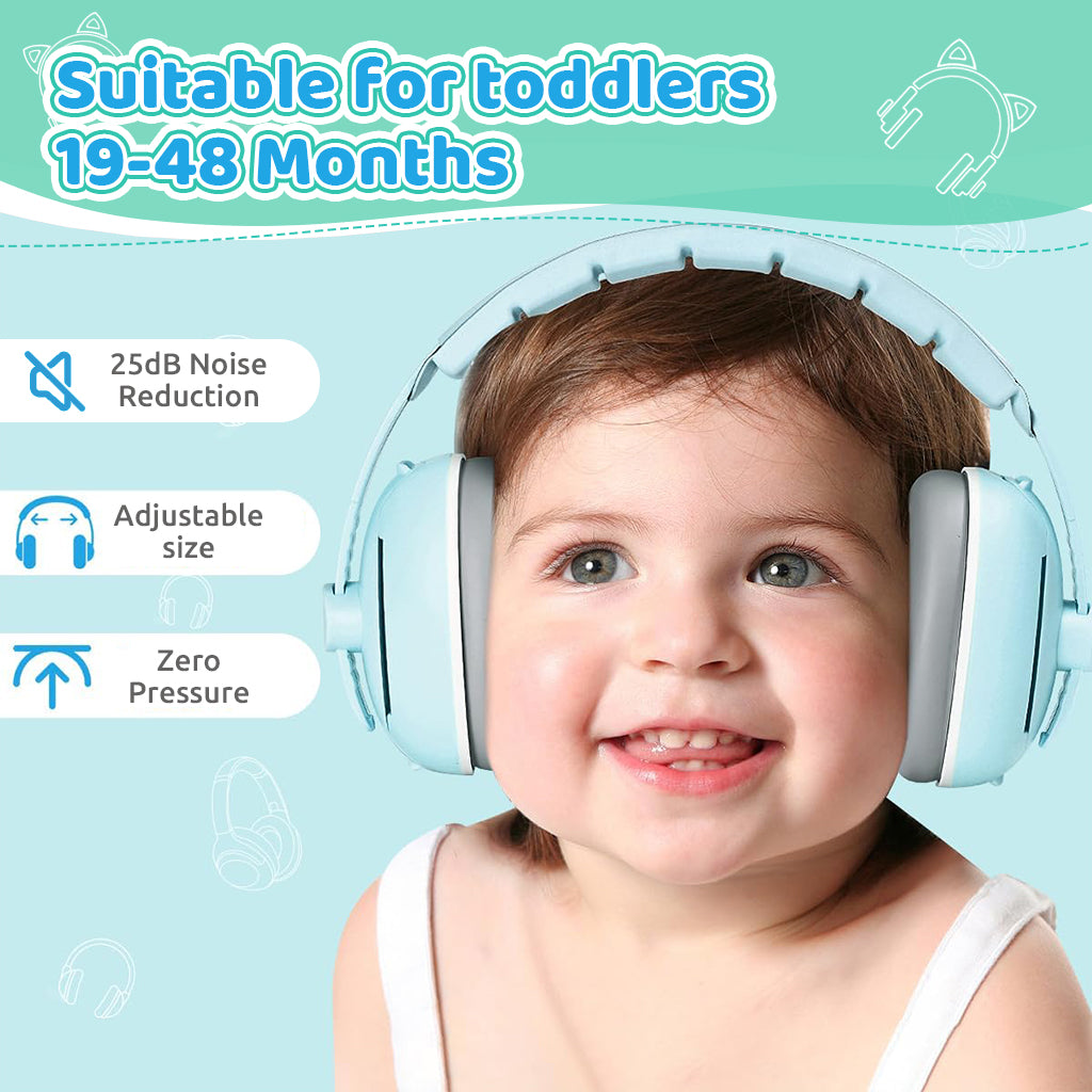 SNOWIE SOFT Adjustable Baby Ear Muff Noise Reduction Headphone 2 in 1 Noise Cancelling Ear Muffs with Interchangeable Headbands Flight Sleep Travel Baby Ear Muffs for Babies Toddlers 6-48 Months