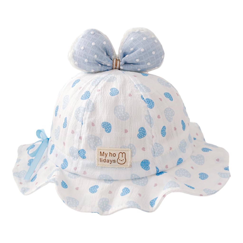 SNOWIE SOFT Baby Cap Baby Girls Hat Cute Bow Print Summer aby Girls Cap Adjustable Bow Drawstring Sun Hat Outdoor Infant Girls Sun Cap Shower Gift for 3-24 Months, Yellow