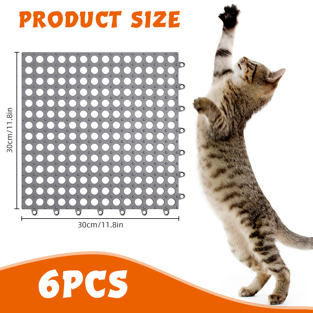Qpets 6Pcs Pet Cage Mat for Dog/Cat/Rabbit, Plastic Pet Flooring Mat Cat Cage Mats Dog Litter Catcher Pads, Waterproof Non-Slip Floor Mats for Cats Dogs Bunny Easy to Clean Cage Pads (1Pcs 30*30CM)
