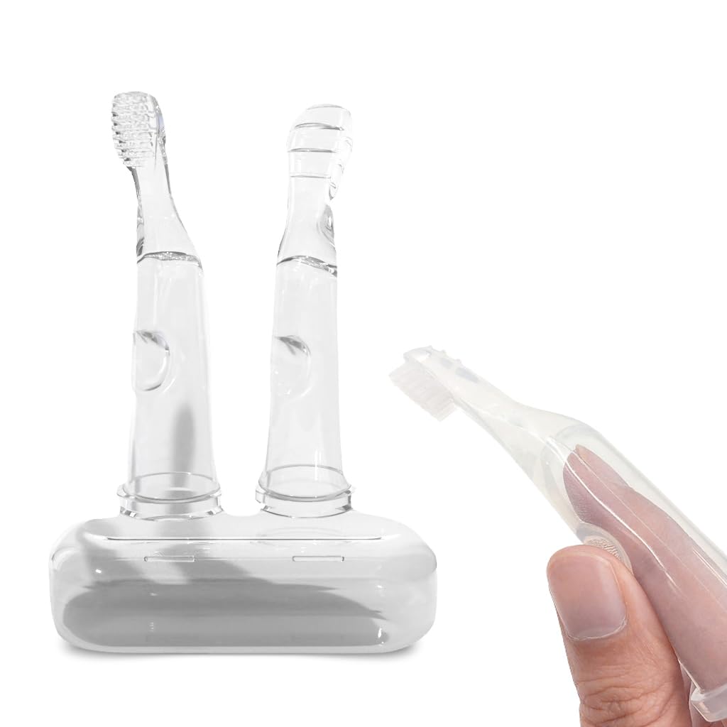SNOWIE SOFT Silicone Finger Toothbrush Set with Baby Tongue Scraper Gum Massager Food Grade Soft Silicone Baby Finger Toothbrush for Baby 0-1 Years Old Baby Oral Care Cleaning Set with Box