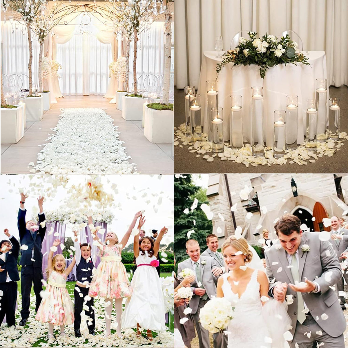 HASTHIP 200PCS Artificial Fake Silk Rose Petals for Wedding, Romantic Night for Her/Him Set, Engagement, Flower Decorations, Event, Party Decoration, White