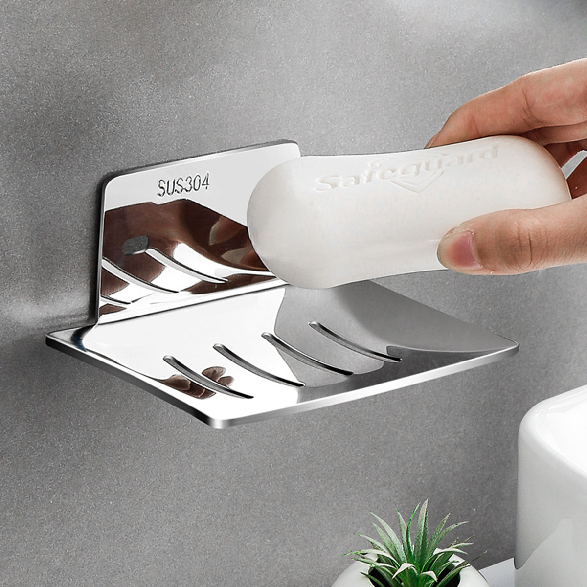 HASTHIP 2Pcs Soap Holder Stainless Steel Soap Holder for Bathroom, Soap Dish, Soap Stand for Bathroom, Soap Holder for Wall, Wall Mounted Shelf, Bathroom Accessories