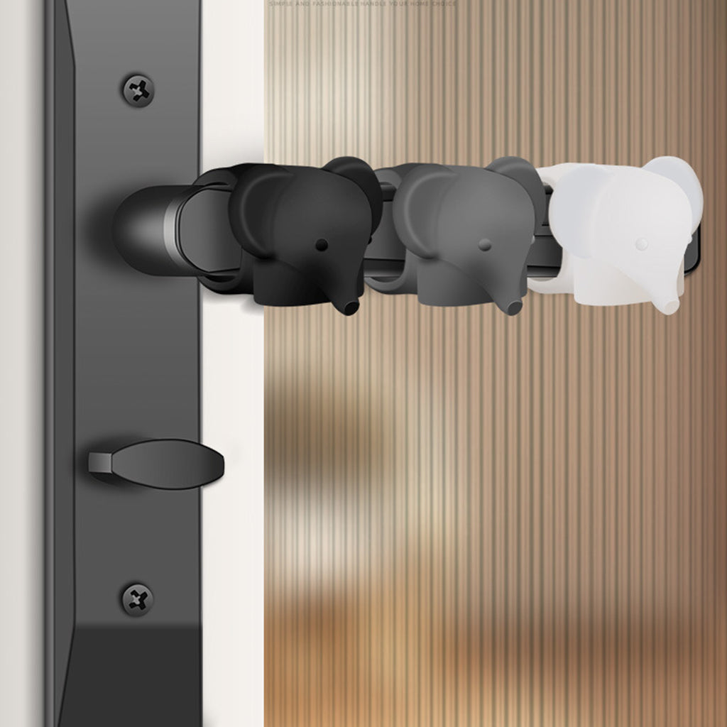 SNOWIE SOFT 3Pcs Silicone Door Stoppers Cartoon Elephant Door Stoppers Door Knob Rings Wall Protectors Universal Door Knob Protectors for 20-30 Dia Door Knobs