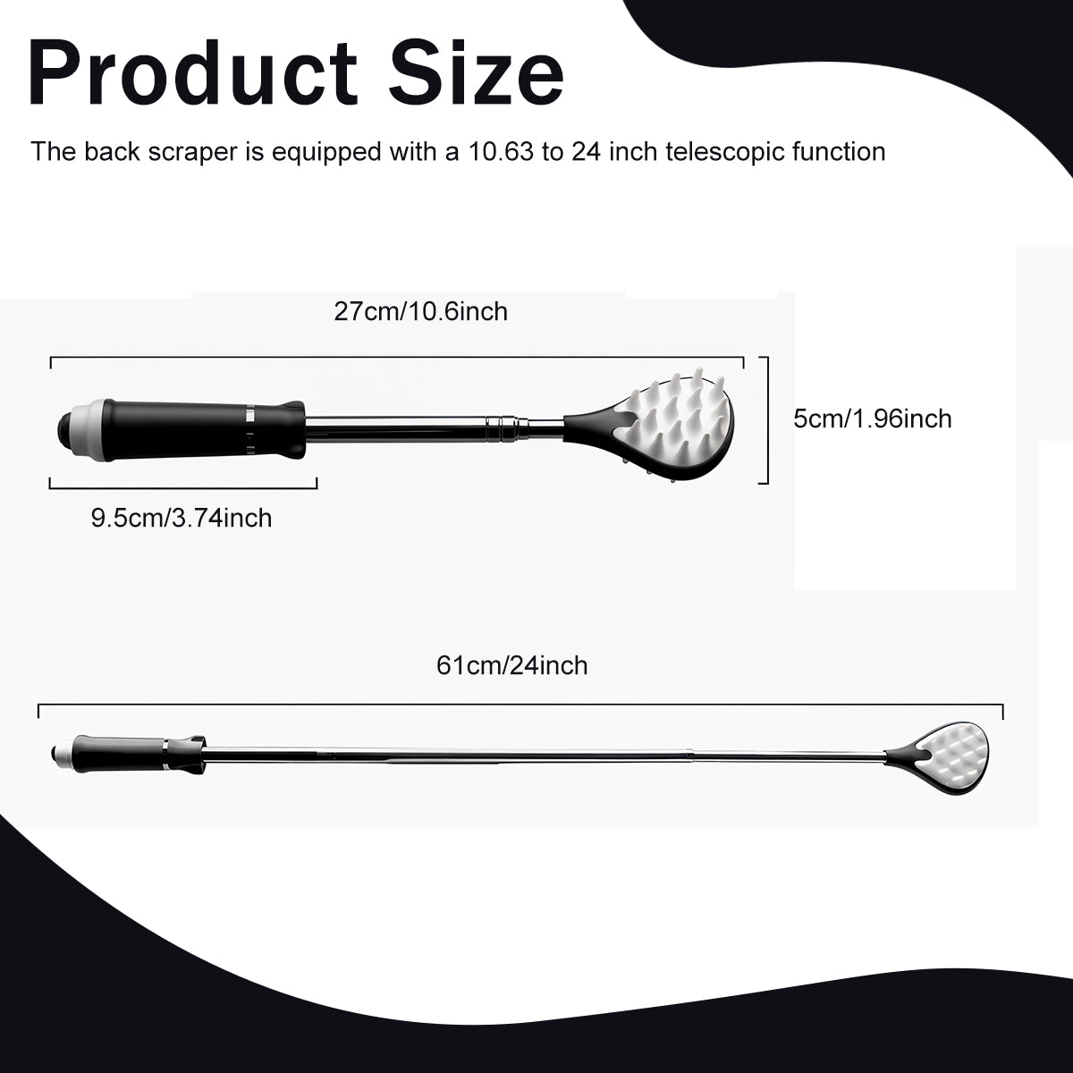 HANNEA Extendable Back Scratcher, Portable Telescoping Metal Back Scratchers with Frosted Texture Handle, Upgraded Metal Stainless Steel Telescoping Back Scratcher Tool