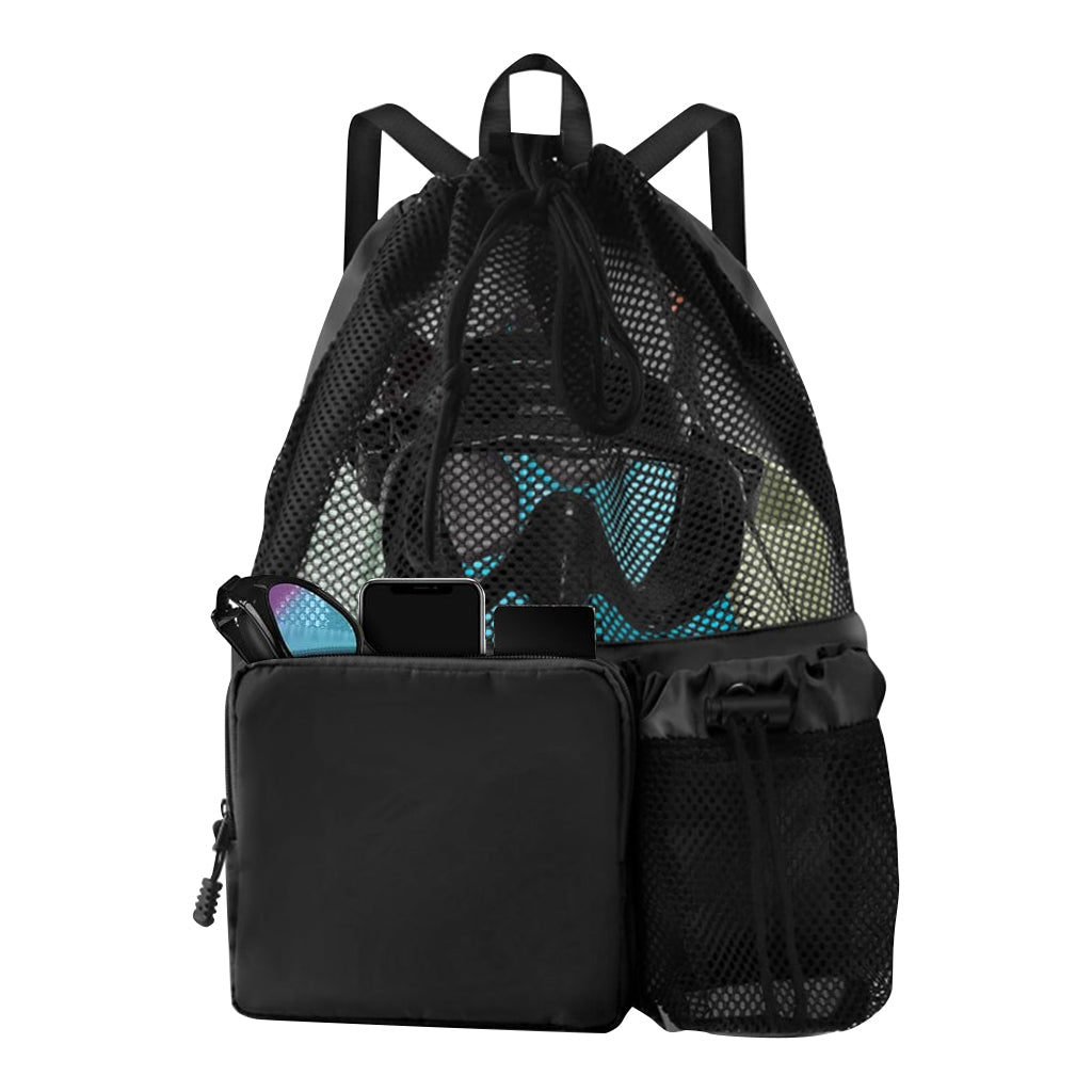 ZORBES Drawstring Swimming Bag Quick Dry Mesh Beach Bag Backpack Swimming Gear Bag Lightweight Drawstring Bag Multifunctional Outdoor Bag for Riding, Hiking, Swimming, Camping, 30L