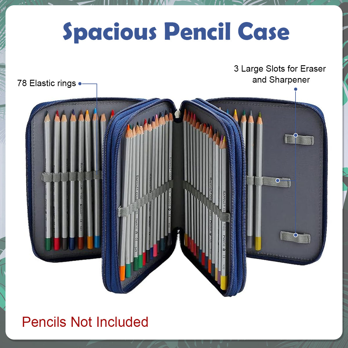 Climberty Student Pencil Pouch Travel Pouch for Colored Pencils with 78 Elastic Loops Cartoon Print Fashion Paint Pencils Storage Pouch Travel Zipper Pouch Bag with Lanyard, 6.3''x7.87''x2.36''