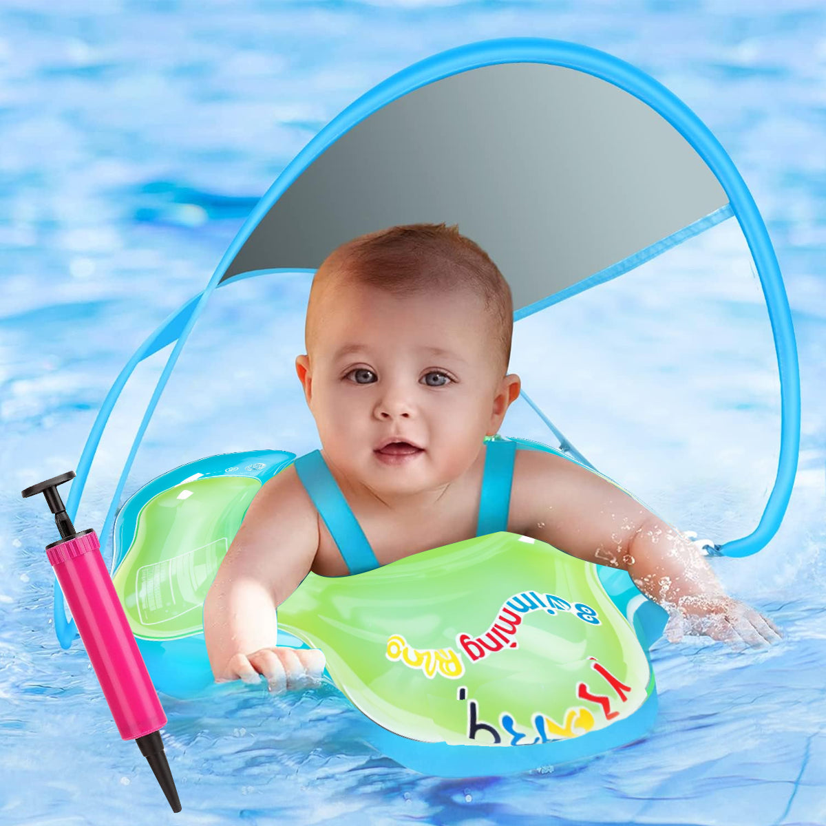 SNOWIE SOFT Baby Floats for Swimming Pool, Baby Swimming Tube for 12-36 Months, Independent Double Layer PVC with Adjustable Safety Straps Outdoor Swimming Pool Baby Swimming Accessories