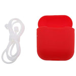 ELEPHANTBOAT® Red Protective Silicone Case Cover Bumper with White Ear Loop Strap Cable for AirPods