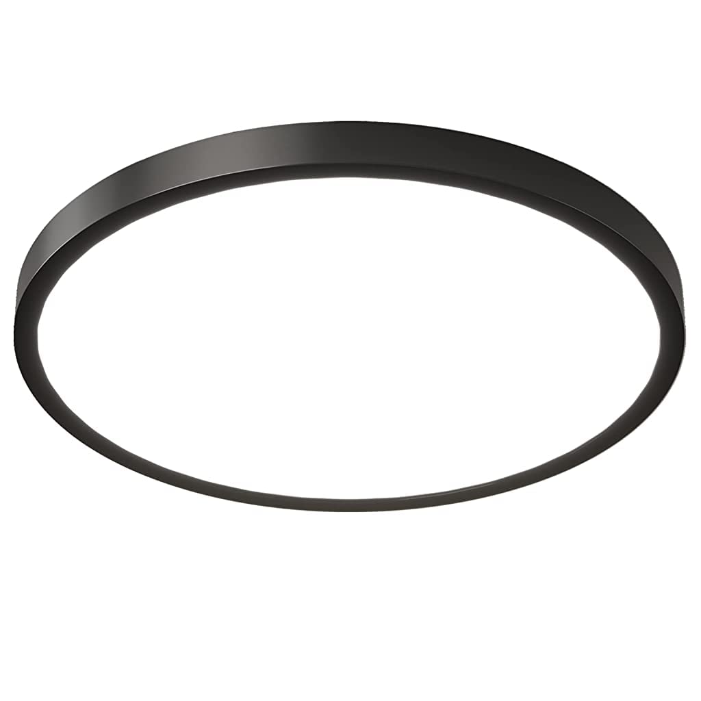 ELEPHANTBOAT 24W Ceiling Light-9 inch Flush Mount LED Ceiling Lights, Modern Round Ultra Thin Led Ceiling Surface Lights for Living Room Bedroom Kitchen Basement Lighting Fixture, 6500K(Black)