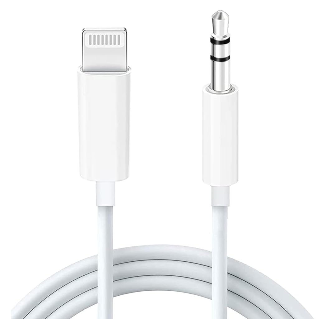 ZORBES Aux Cord for iPhone, 3.3FT Light-ning to 3.5 mm Headphone Jack Adapter Male Aux Stereo Audio Cable for Car Home Stereo, Speaker Compatible with iPhone 13/12/11/XS/XR/X/8/7/iPad/iPod, White