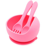 SNOWIE SOFT® Silicone Bowl for Baby with Spoon & Fork, Suction Feeding Bowl, BPA Free Baby Bowls, Baby Weaning Supplies, Non-Slip Suction Unbreakable Feeding Bowl for Baby/Toddler/Kids, Easy to clean