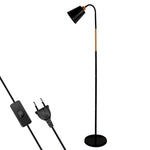 ELEPHANTBOAT® Minimalist Floor Lamp Fixture E27 Bulb Metal Floor Lamp Fixture 1.5m Floor Lamp with Metal Base Flexible Gooseneck PVC Lamp Shade, Long Power Cable with Switch, No Bulb Included