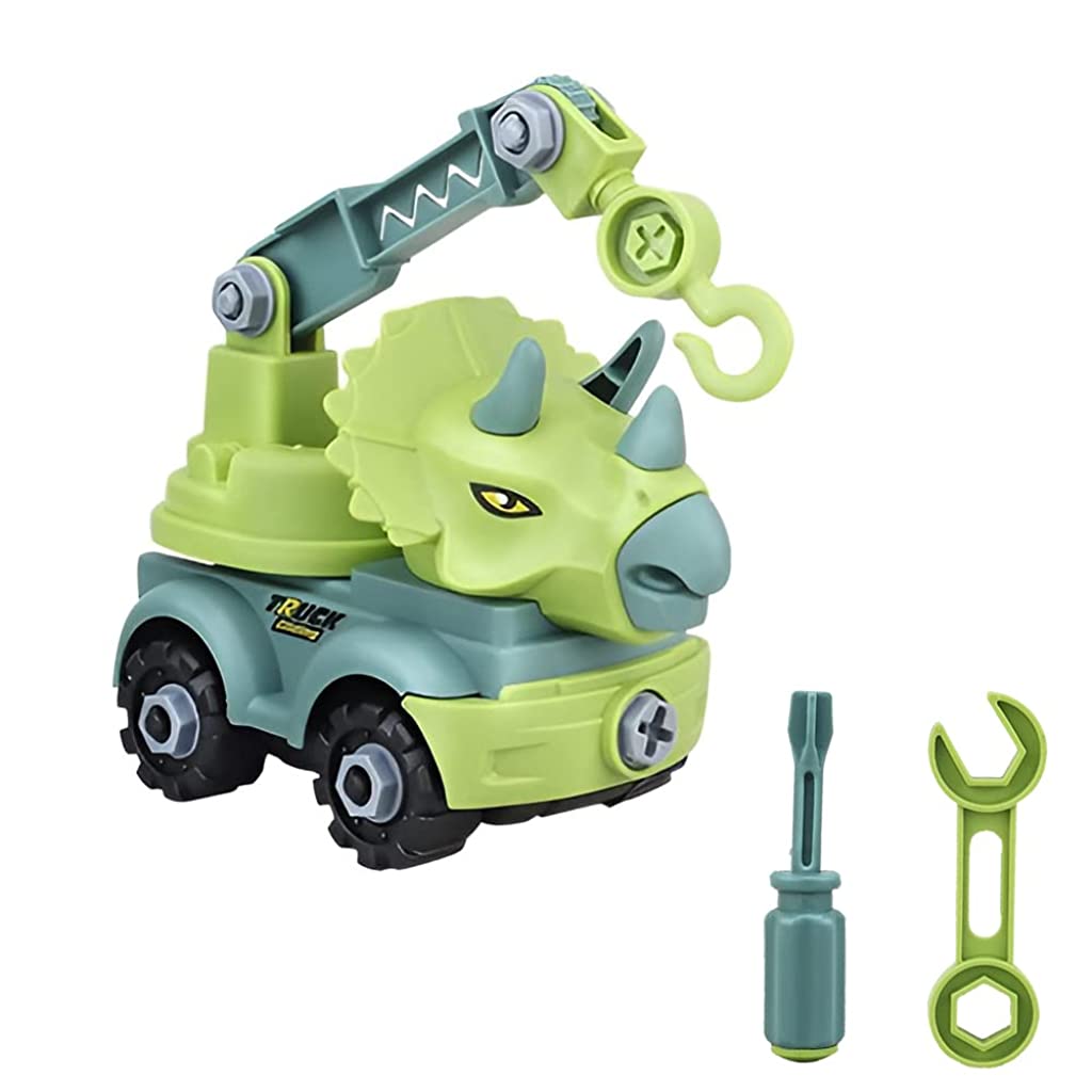 PATPAT Dinosaur Car Toy for Kids, Dinosaur Toys for Kids, Assembly Dinosaur Toy with Mini Toy Screwdriver and Wrench, STEM Building Blocks Toy Birthday Gifts for Boys Girls 3+ Years Old-Triceratops