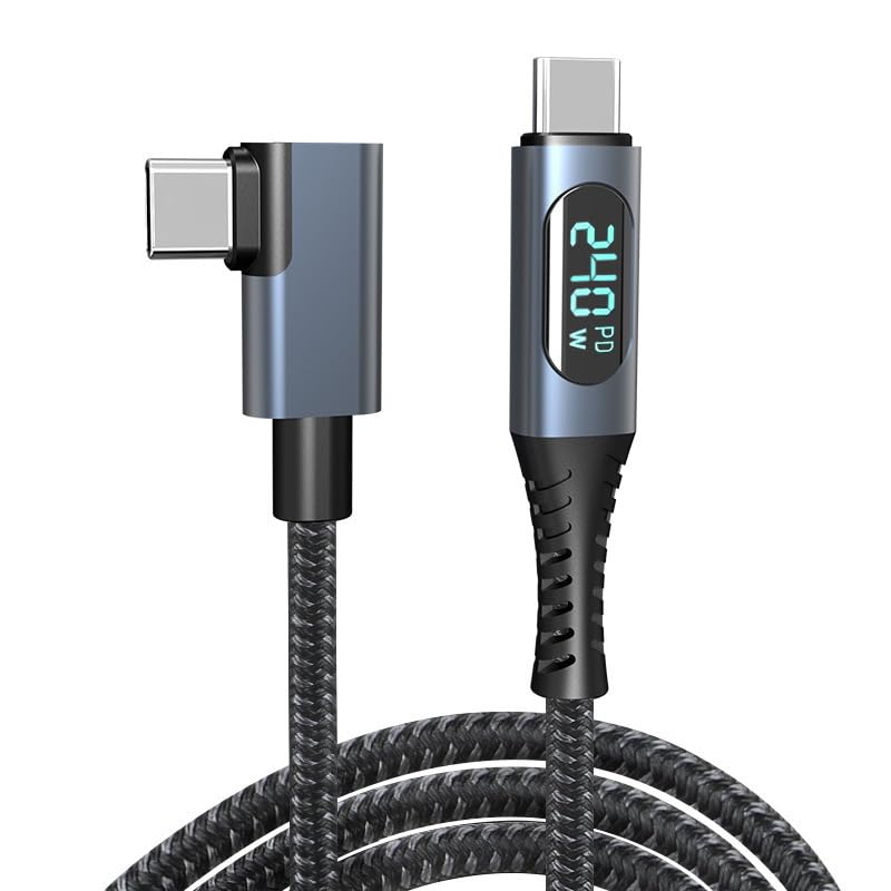 Verilux® USB C Cable, Thunderbolt 4 USB C to USB C Cable with LCD Display 240W Max Fast PD Support 40Gbps Transfer, 8K Display, 3.9ft Nylon Braided USB 4 TYPE C Cable for MacBook, Pro/Air iPad