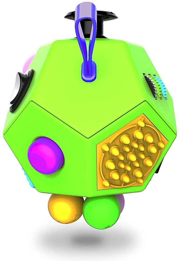 PATPAT 12 Sided Fidget Cube, Dodecagon Fidget Toys for Children and Adults, Fidget Toy Stress and Anxiety Relief Depression Anti for All Ages with ADHD ADD OCD Autism (Green)