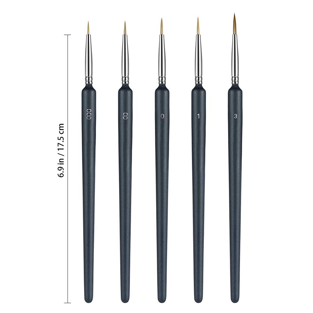 Supvox Painting Brushes Set, Professional Wolf Fine Tip,Paint Brush Set with Nylon Hair Detail Detailing Painting Drawing (5 PC)