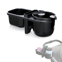 SNOWIE SOFT® 3 in 1 Stroller Cup Holder Phone Holder with 2 Hanging Hooks Snack Tray Water Bottle Holder Universal Cup Holder for Baby Stroller, Scooter, Baby Stroller Accessories