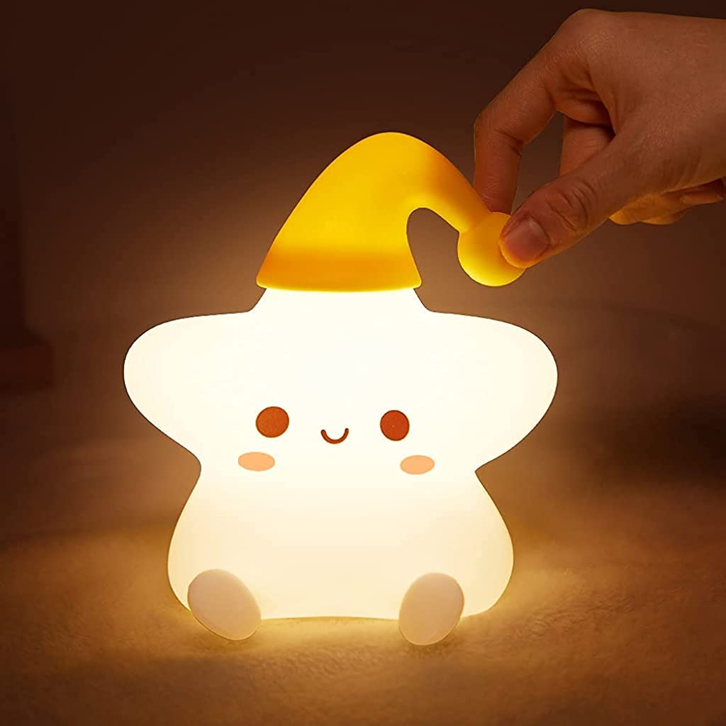 Verilux  Cute Baby Night Light Toys for 2-8 Year Old, 7 Colour Changing Star Night Lights Silicone Star Night Lamp, Chargeable Battery Nightlight for Childrens Bedroom Bedside Birthday Decor Gifts