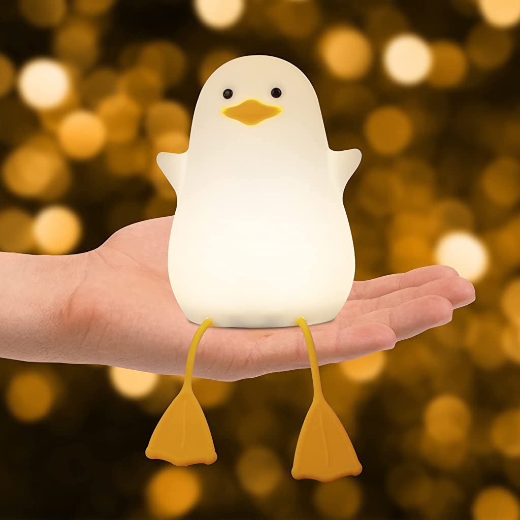 Verilux Smile Duck Night Lights for Kids Cute Duck Night Light Soft Silione Lamp USB Rechargeable Nursery Night Light for Boys Girls Bedroom