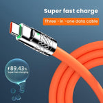 ZORBES® 3 In 1 USB Charging Cable, Heavy Duty 120W Fast Charging Cable Cord With Type C/Light-ning/Micro, Multi Chubby Cable Silicone USB Charging Cable for Iphone/Ipad/Tablets/Samsung Galaxy/OnePlus