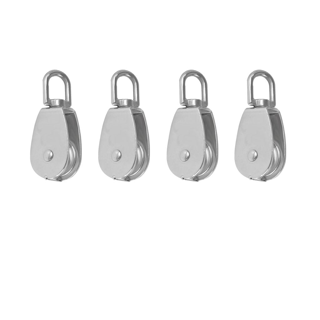 Proberos Magideal 4 Piece M15 Heavy Duty Single Wheel Swivel Rigging Lifting Rope Pulley Block (Silver, Set of 4)