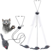 Qpets  Hanging Interactive Cat Teaser Toys,Elastic Rope Design,Hanging Interactive Cat Soft Toy for Indoor Activities,Interactive Cat Teaser Toy with Plushed Mice Pendent Cat Supplies