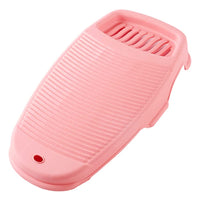 HASTHIP  Washboard for Washing Clothes Anti-Slip Hand Wash Board with Soap Holder Clothes scrubbing tub Pad Hangable Laundry Board for Underwear Kid Clothes 44 * 21cm (Pink)