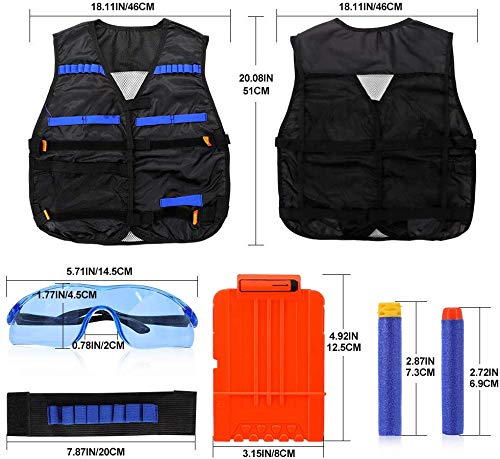 Supvox Tactical Vest Kit Compatible with Nerf Guns N-Strike Elite Series Protective Glasses -Blue (1Set)