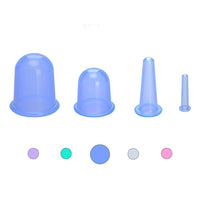 MAYCREATE Silicone Vacuum Cupping Cups Massage Set Family Cupping Therapy Set for Cellulite Neck Face Body Manual Massage Suction Cups(Set of 4) (Blue)